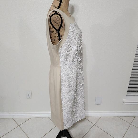 𝅺ANN TAYLOR SLEEVELESS ICING DRESS‎ CREAM/white sequinned beaded FORMAL 12 new - Picture 3 of 8